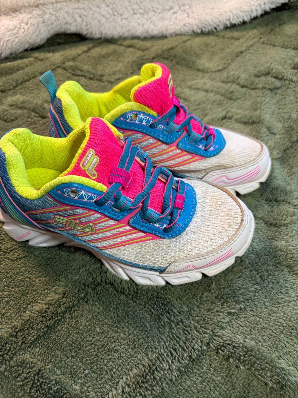 Fila Kids Neon Pink, Blue & Lime Green Athletic Sneakers